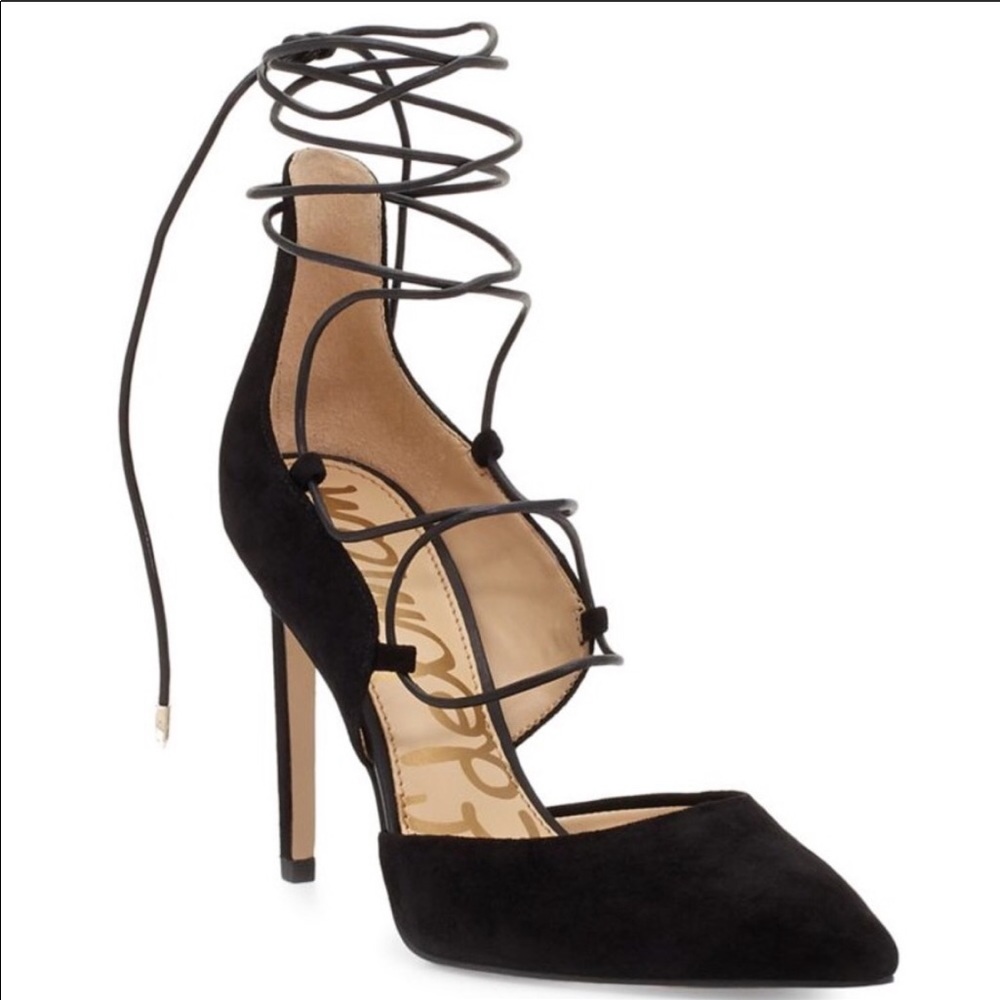 Sam Edelman Helene D’Orsay lace up black pumps